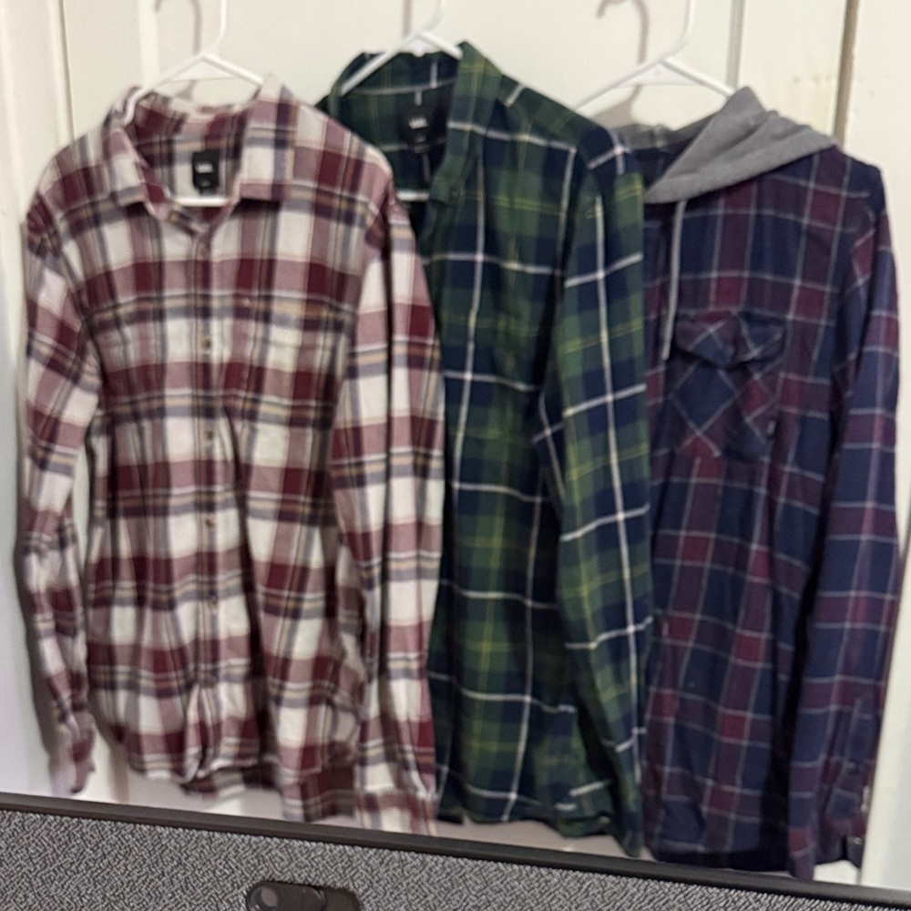 Lot of 3 VANS Men's Plaid Flannel Shirts